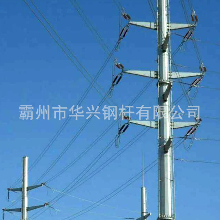 66KV钢管杆 电力钢杆 转角钢制电力塔 输电钢杆 钢桩基础打桩