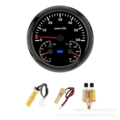 Gauge, automobile instrument - black-cover-6k-speed-oil-pressure-bar-water-temperature-three-in-one