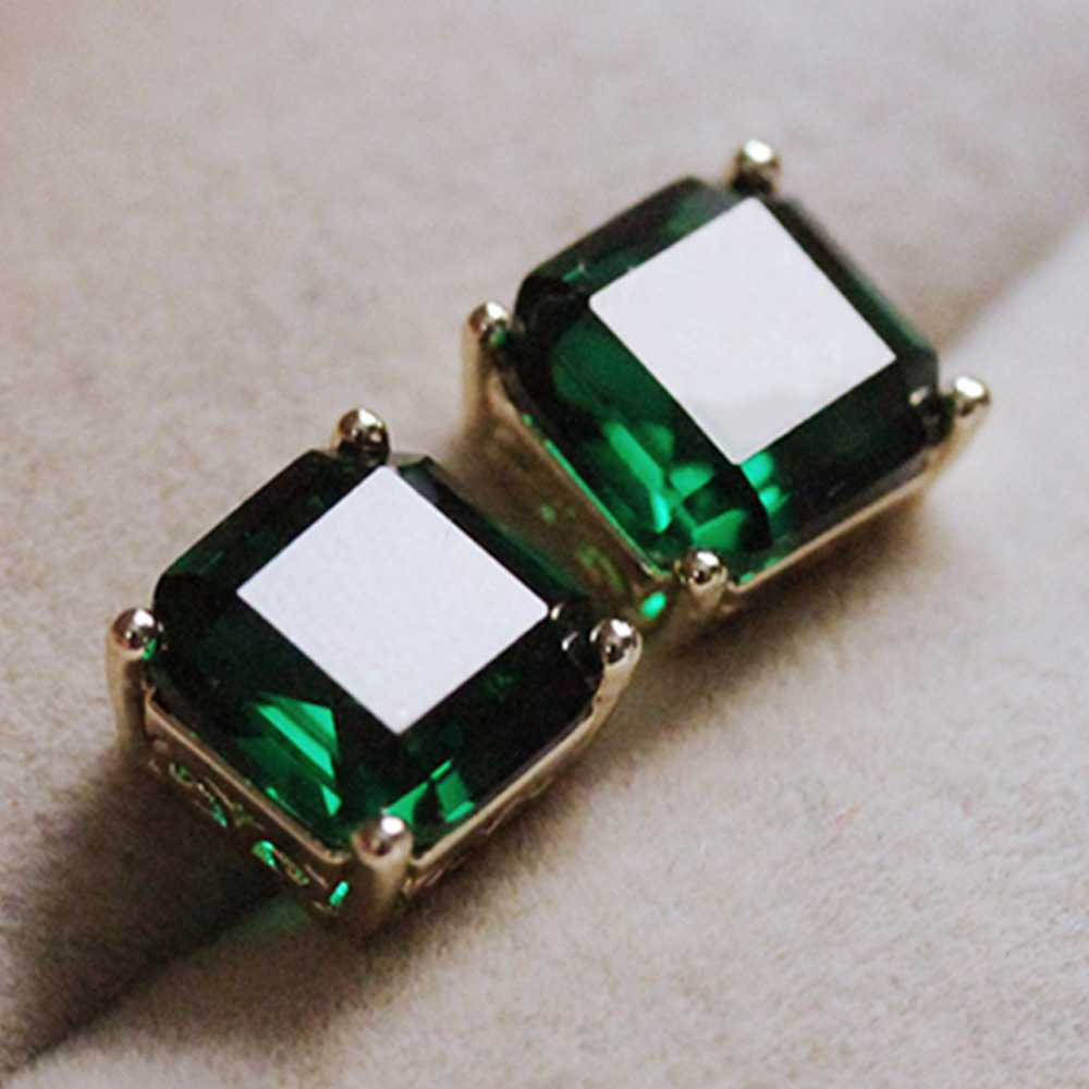Orecchini classici in zircone verde a quattro griffe della nonna della fabbrica, orecchini da donna in cristallo verde in stile celebrità_voghion.com