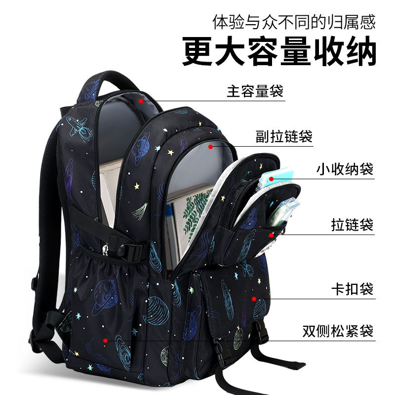 Mochila informal estilo cielo estrellado para estudiantes de primaria, estilo 2025, mochila ligera de tela Oxford para niños de 3.º a 6.º grado y estudiantes de secundaria