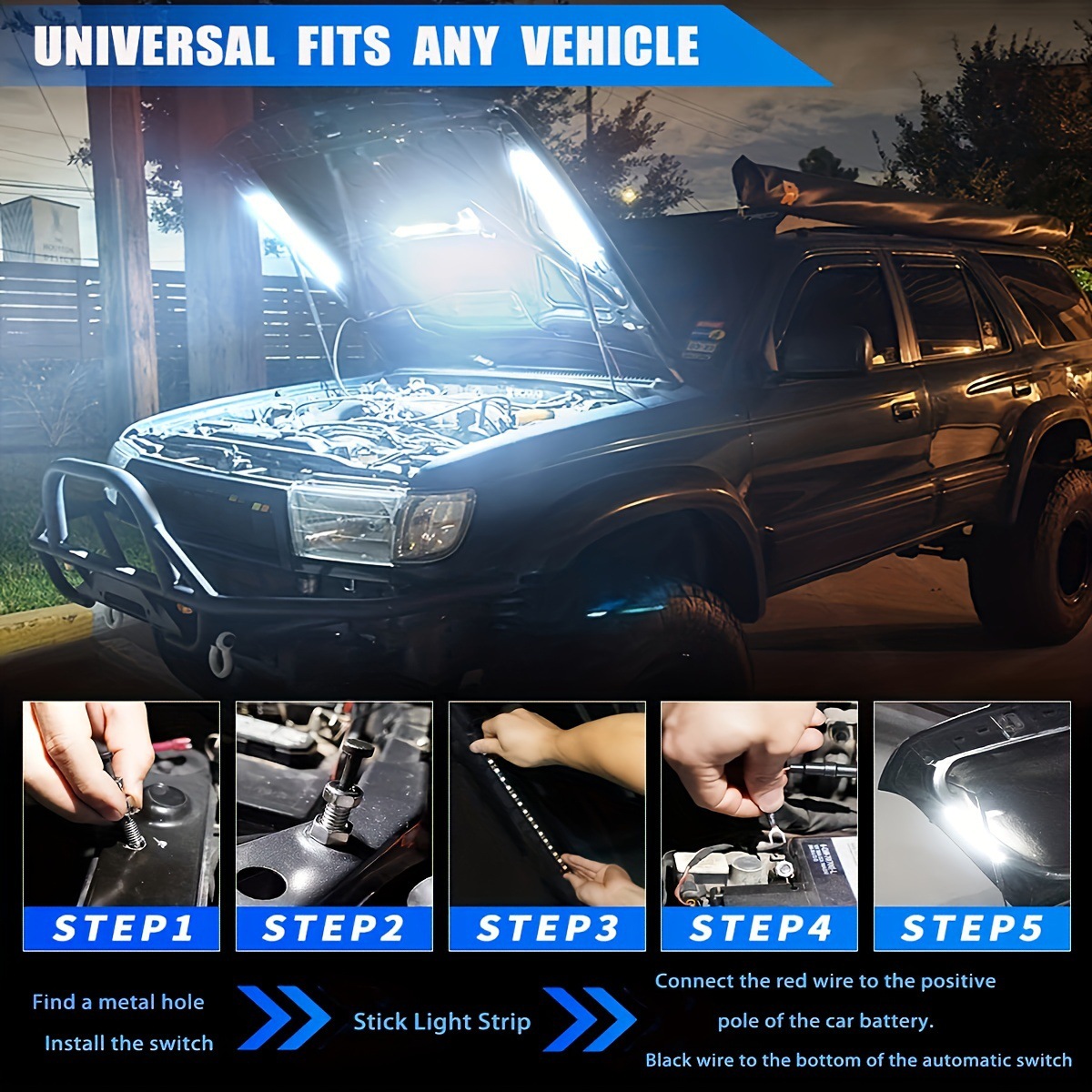Car hood work inspection light LED light kit 12V car LED light bar universal light