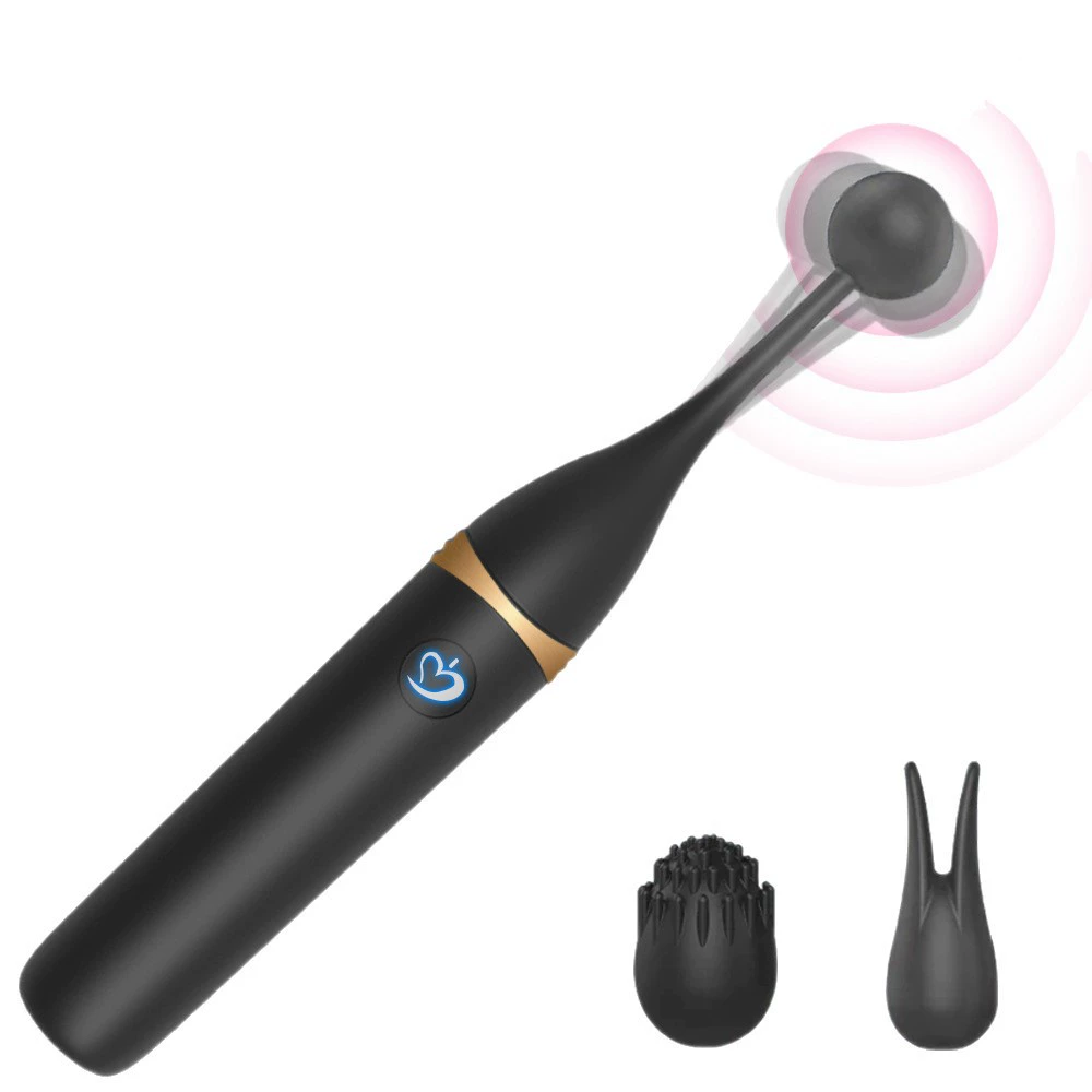 G-spot Stimulator Pen, 3 Interchangeable Heads, 10-Frequency Strong Vibration, Black
