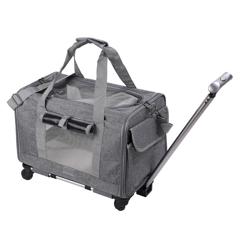 Transportín para gatos, carrito para mascotas para exteriores, jaula plegable y transpirable para mascotas, caja de transporte tipo bandolera para perros