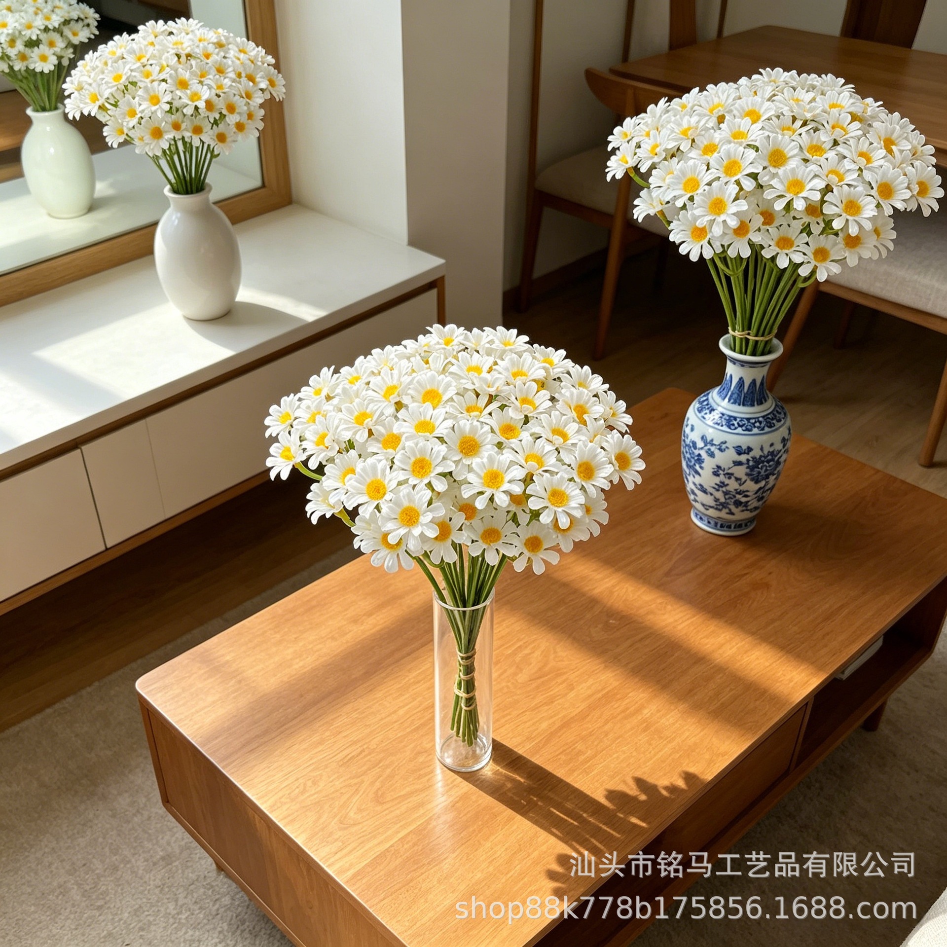 Amazon Temu Cross - Border single 5 - Fork Simulation margaritas con arreglos florales en la Mesa de la Sala de estar de la boda de estrellas image 3