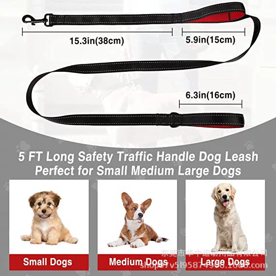 Double-Layer Dog Leash, Dual Traction Rope, Multi-Color, Lengths 1.2–2.0 m, 2.5 cm wide