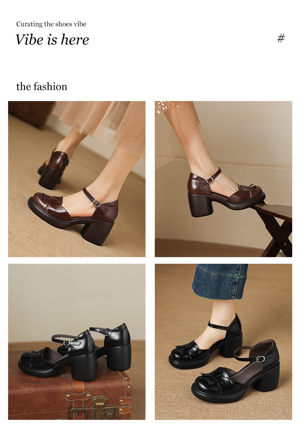 Sandal cao gót nữ mũi hở quai ngang gót vuông 7 cm — màu nâu chi tiết 1