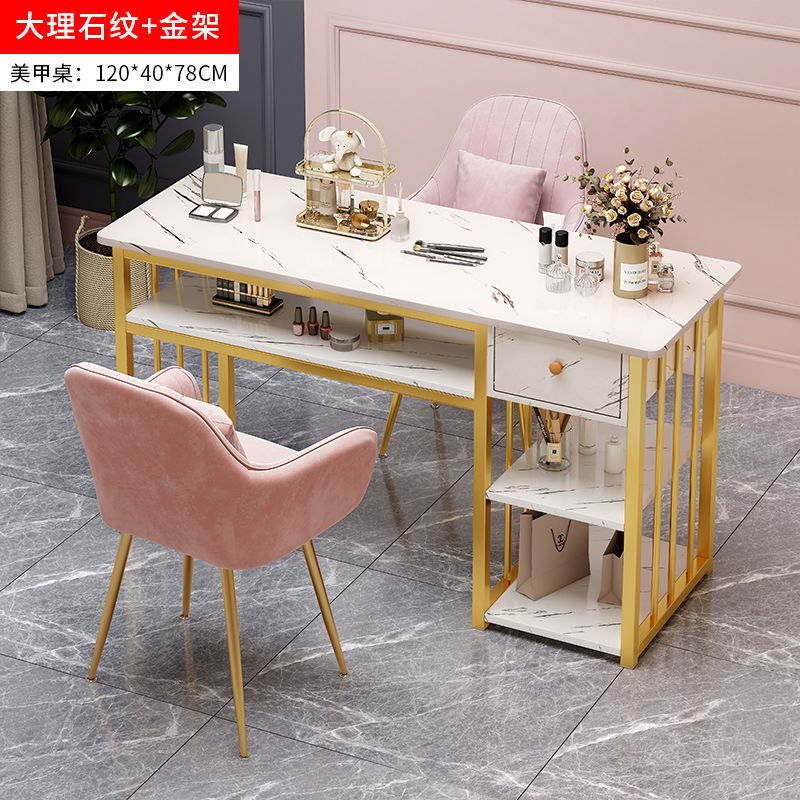 120cm 대리석 골드 프레임 + 사이드 캐비닛 + 서랍