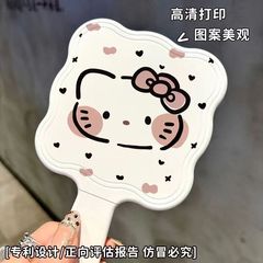 大きな顔の赤いケイティの取っ手の鏡は櫛の高級な便利な化粧鏡の少女の心の小さい鏡を持って化粧鏡を持ちます。