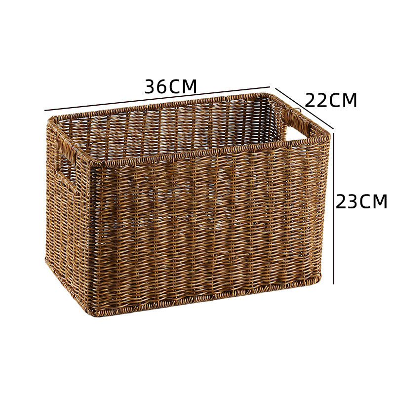 Cesta de almacenamiento de tela de caña imitación ropa sucia juguetes bocadillos cesta de almacenamiento de artículos de bambú tejido casero sala de estar gabinete de televisión escritorio completo