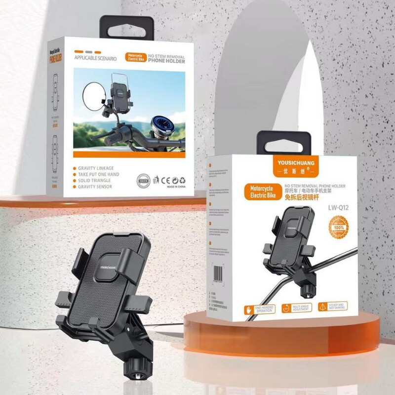 Yousuchuang Q12 New Model No-Disassembly Rearview Mirror Phone Holder Shockproof for Delivery Riders No-Disassembly Motorcycle Mount