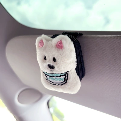 Car Glasses Clip Cartoon Dog Car Sunglasses Clip Car Sun Visor Decorative Storage Bill Car Card Holder for Women (Car Glasses Clip/Bill Clip) - scrawled-dog-full-body-black-glasses-clip