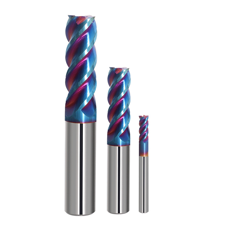 77度四刃圆鼻铣刀纳米蓝涂层硬质立铣刀R刃圆鼻CNC数控合金铣床