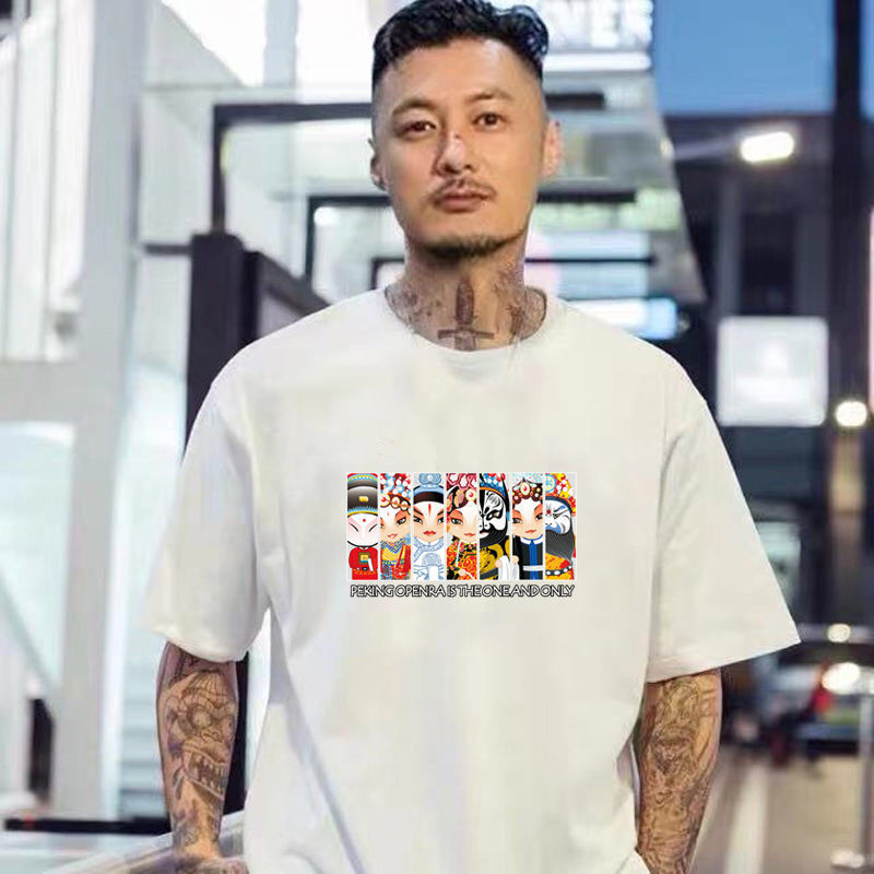 Summer New National Tide Hong Kong Style Tide Brand Short-sleeved T-shirt Men's Loose Round Neck Large Size Cotton Half-sleeved T-shirt Wholesale