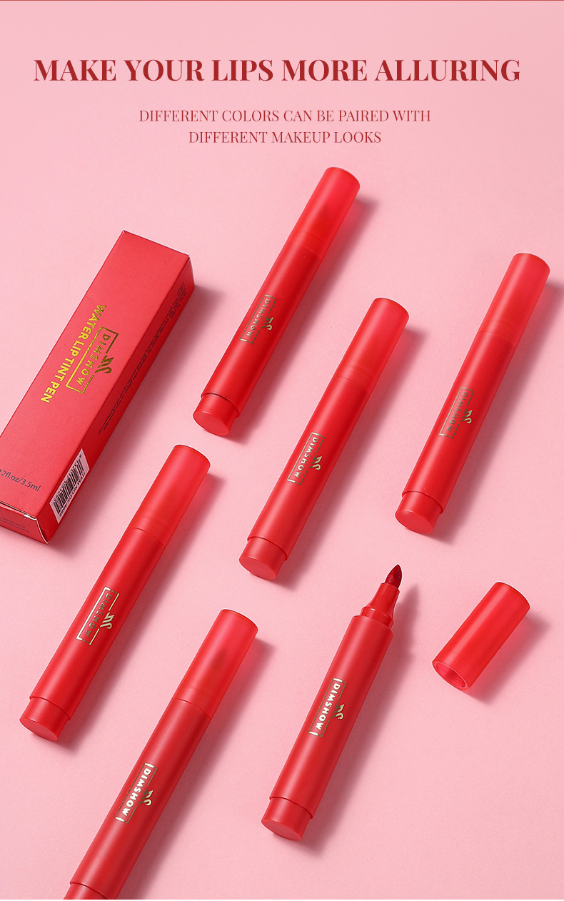 Cross-border DIMSHOW lipstick, water lip liner, lip gloss pen, matte finish, not easy to stick to cups, dye lip liquid undefined