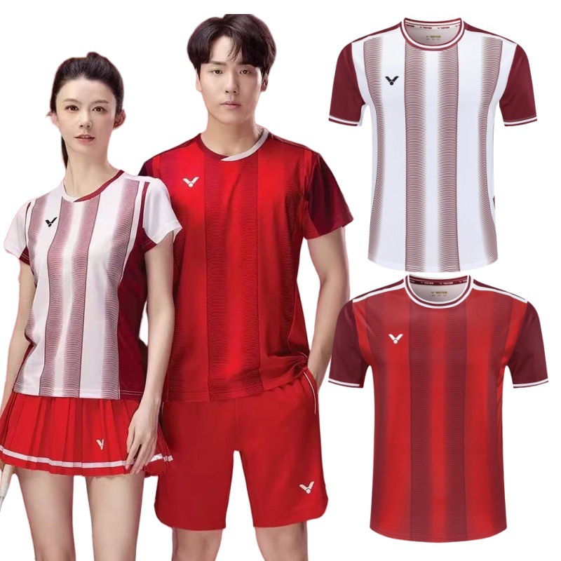 2025 New Badminton Clothing Men's and Women's Sports Clothing Quick-drying Short-sleeved T-shirt Student Competition Clothing Teenagers