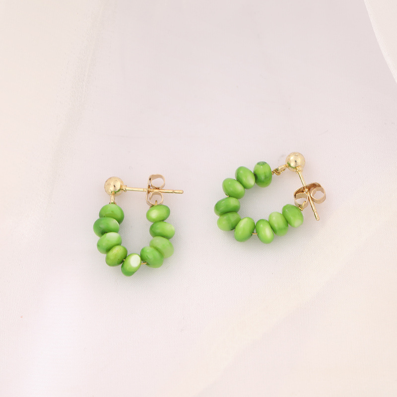 Fashion U Shape Beaded Metal Womenu0027S Earrings 1 Pair