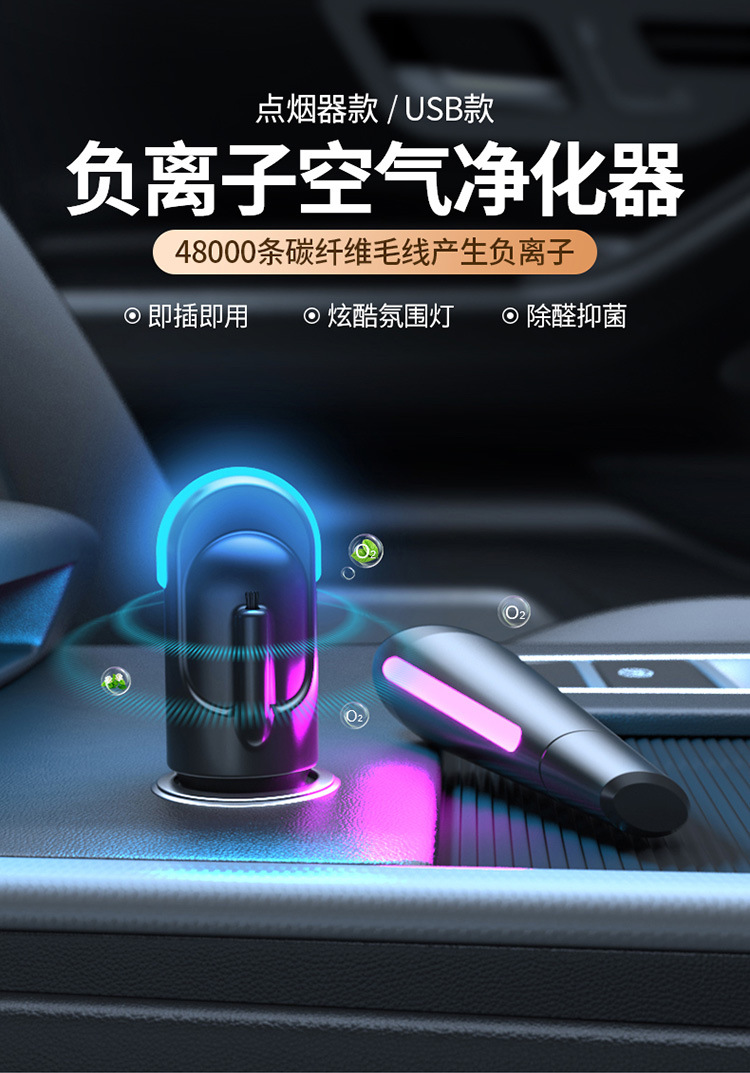 Small Mini Negative Ion Filter Purifier Car-Mounted Portable Household Negative Ion Desktop Air Purifier