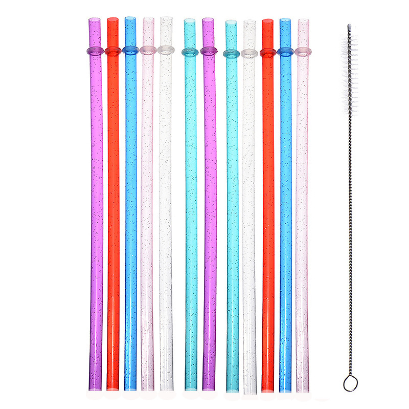 Venta caliente 31,5 CM color hilo duro pajita anti-caída PP pajita de plástico tubo duro repetible con pajita de anillo