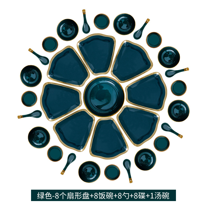 Luz de lujo plato de cerámica vajilla combinación traje plato hogar creativo reunión familia conjunto placa Año Nuevo plato