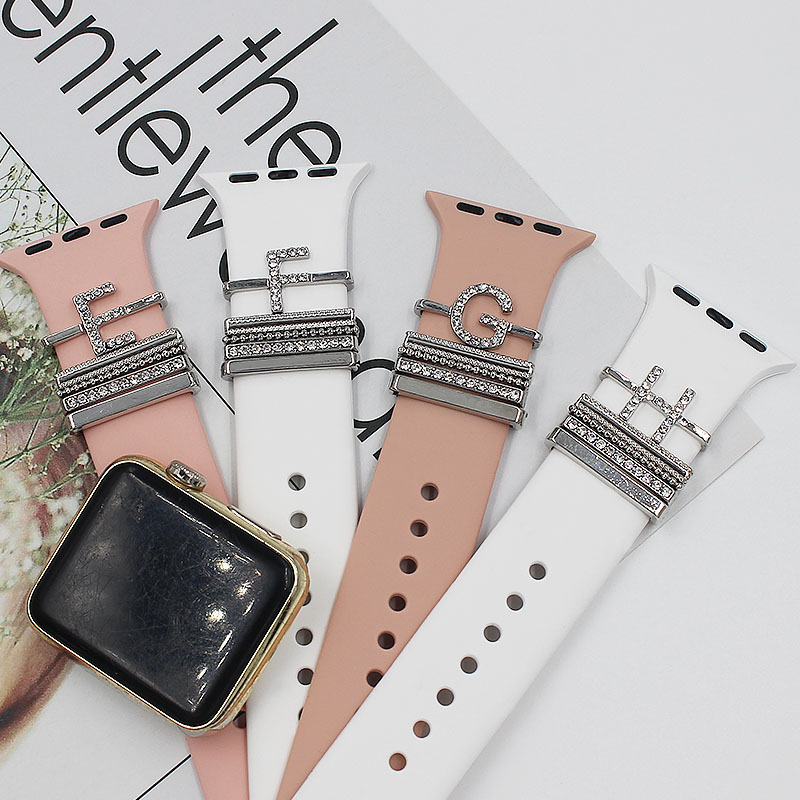 For apple watch 38mm Silicone Strap Decorative Ring Letter ABC Silicone Strap