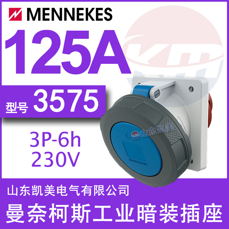 曼奈柯斯MENNEKES暗装斜插座TYP3575 125A-6H/200-250V IP67 2P+E