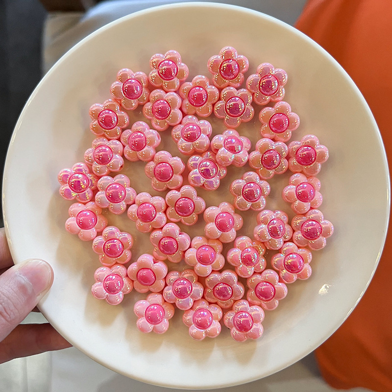Accesorios para el cabello DIY, material semiacabado de flor recta de color sólido, anillos y cuerdas para el cabello hechos a mano, productos de fábrica.