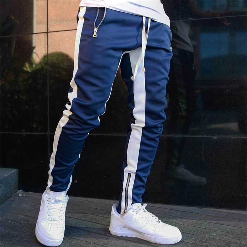 2025 Autumn New Men's Long Pants with Zipper Cuffs Casual Sports Running Pants Double Pocket Zipper Jogger Pants