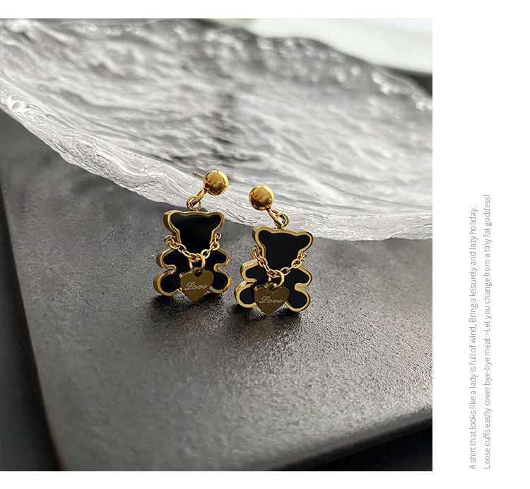 Fashion Bear Titanium Steel Plating Earrings 1 Pair