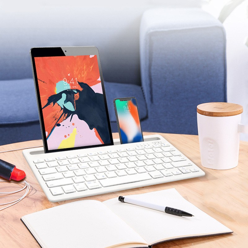 Ranura para tarjeta Bluetooth dual Teclado Bluetooth inalámbrico Carga silenciosa Canal dual Adecuado para teléfono móvil iPad Tablet PC Office