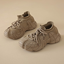 厚底运动鞋2025春季新款飞织椰子鞋软底轻便百搭显脚小透气老爹鞋