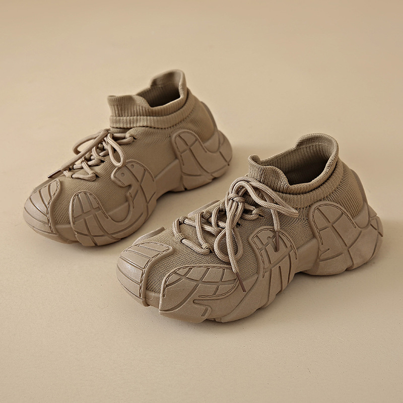 厚底运动鞋2025春季新款飞织椰子鞋软底轻便百搭显脚小透气老爹鞋