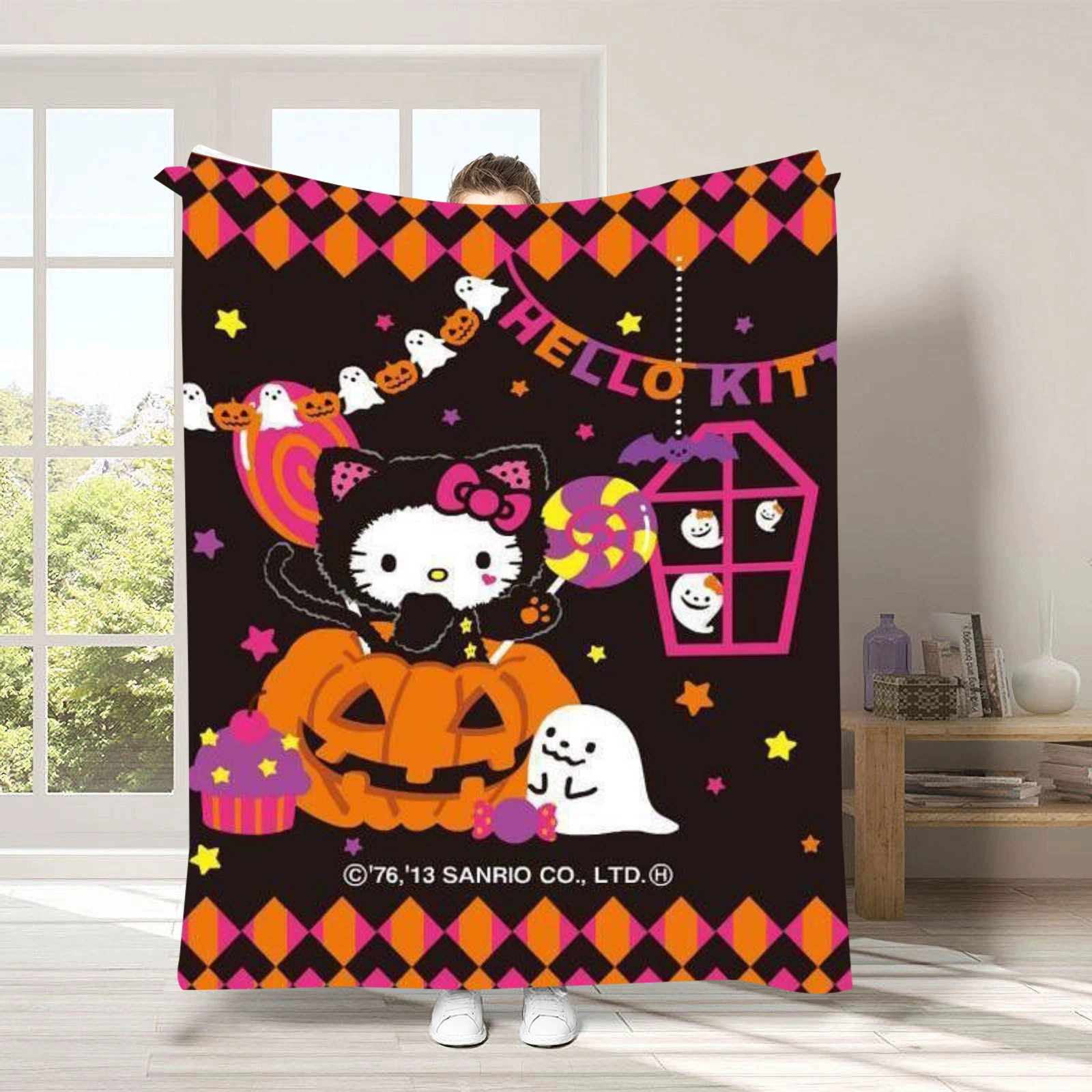 Hello kitty, детское одеяло для сна, диван для сна, хэллоуин, увеличенная толщина, (跨境贸易)