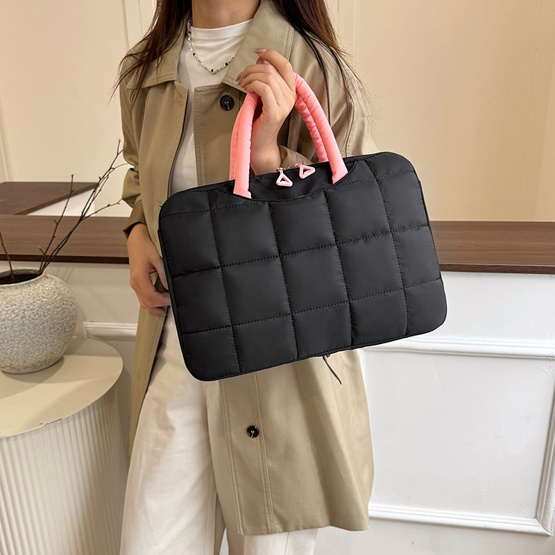 2026 nuevo 14 pulgadas casuales lindas bolsas de computadora de mano gruesa bolsas de computadora portátil de gran capacidad para mujeres