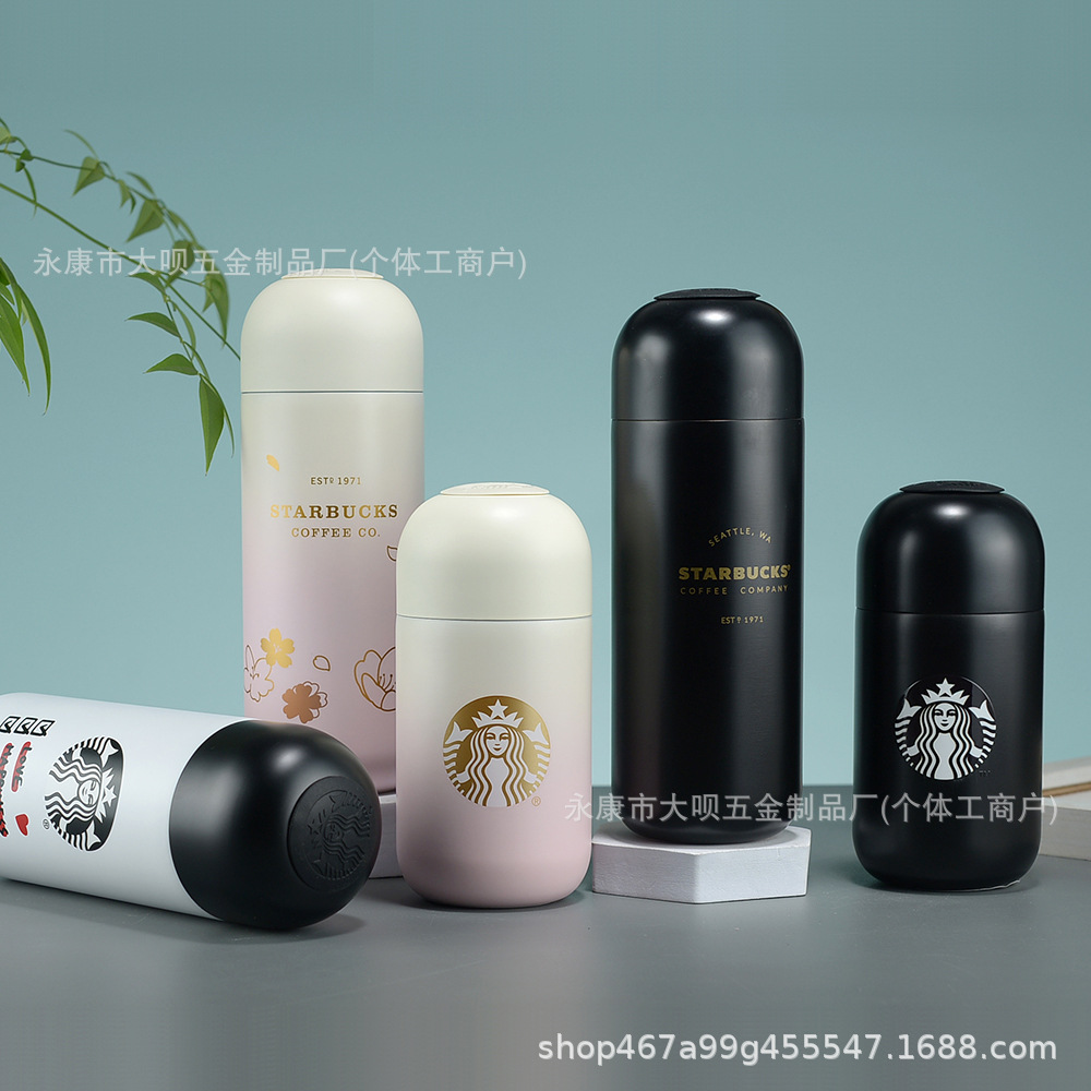 新款星巴K星爸爸外贸原单高颜值情侣便携保温杯胶囊杯304不锈钢