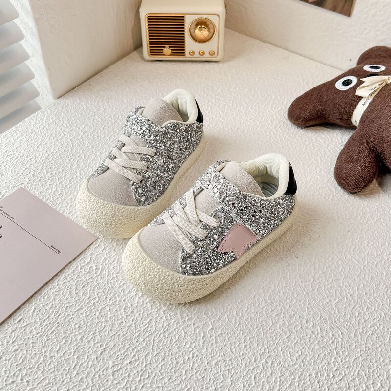 Children's Sports Shoes 2025 Spring New Kidsren's Sneakers Sequined Five-Pointed Star Soft Sole Casual Shoes Boys' Shoes