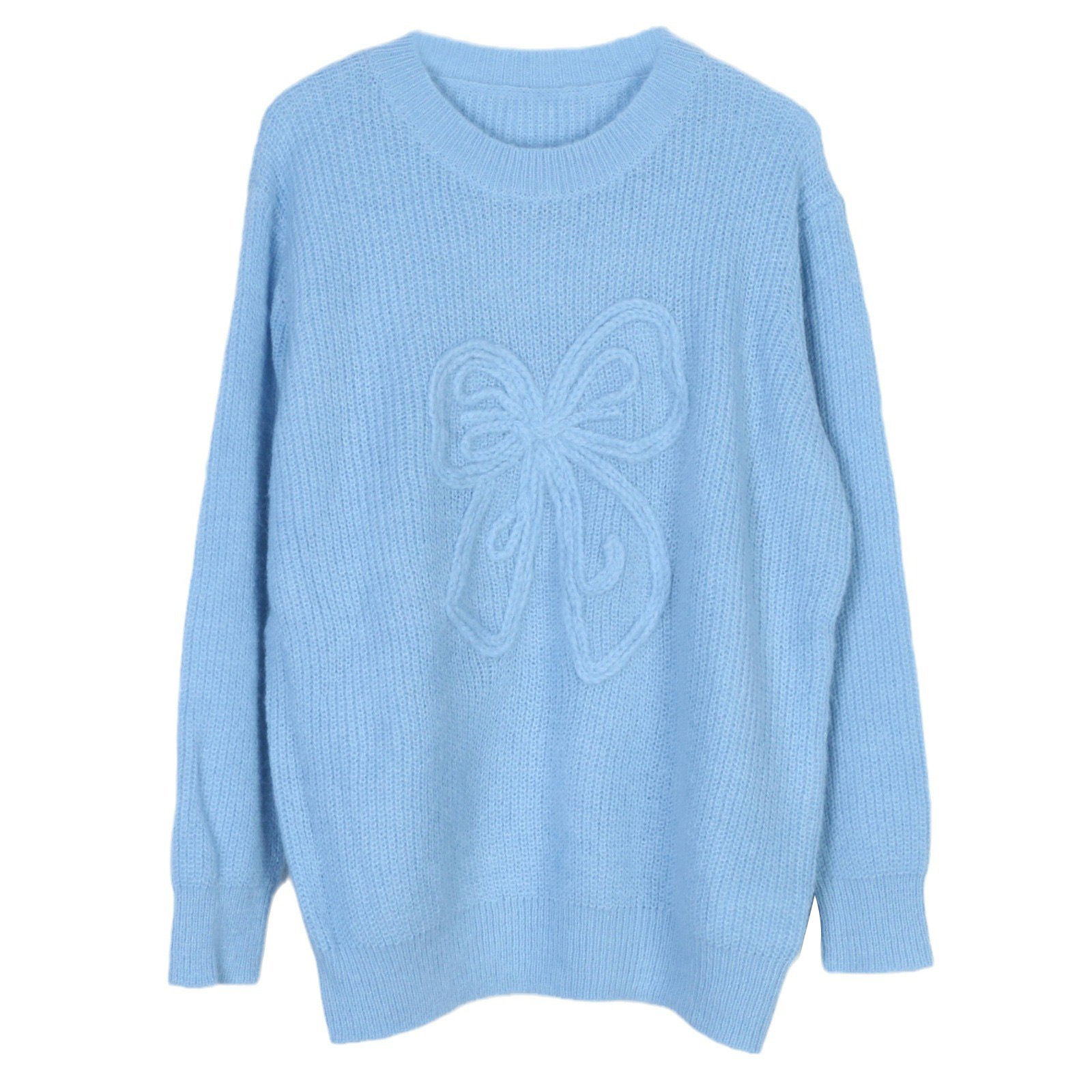 Autumn design fashionable knitted sweater with bow with a round…