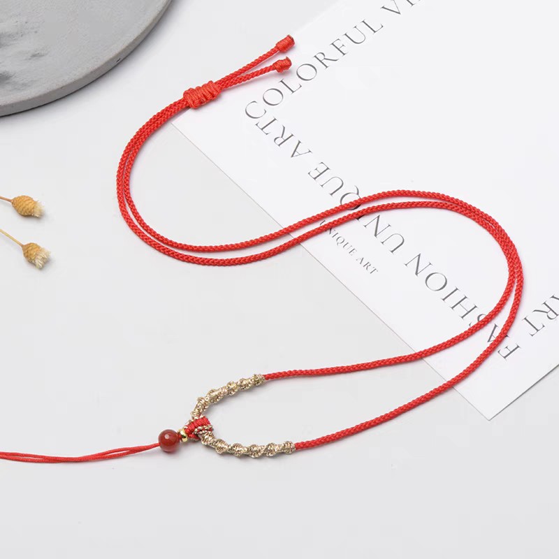 Cordón colgante al por mayor cordón de cuello multicolor jade ágata cordón tejido ajustable cordón de collar más cuentas de jade