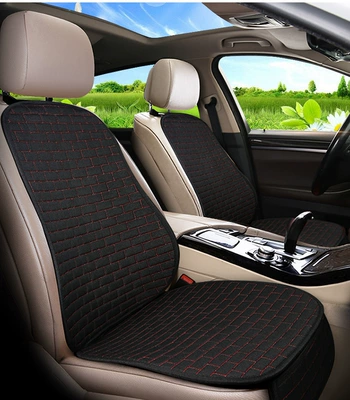 Neutral Car Seat Cushion Four-Season Single-Piece Three-Piece Set Free of Binding Non-Slip Breathable Seat Cushion Seat Cover Linen Brick Seat Cushion (Seat cushion, seat cover) - black-and-red-line-single-seat