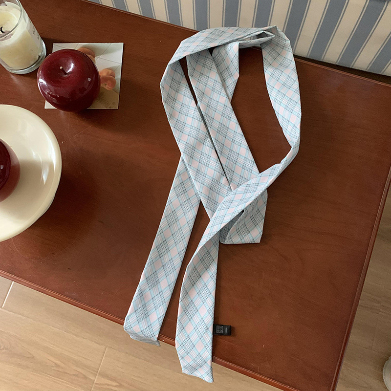 Pañuelo de seda, tira larga, sensación de alta calidad, todo fósforo, pequeños accesorios, primavera y verano, nuevos productos, pañuelo retro con lunares, cinturón decorativo para el cabello