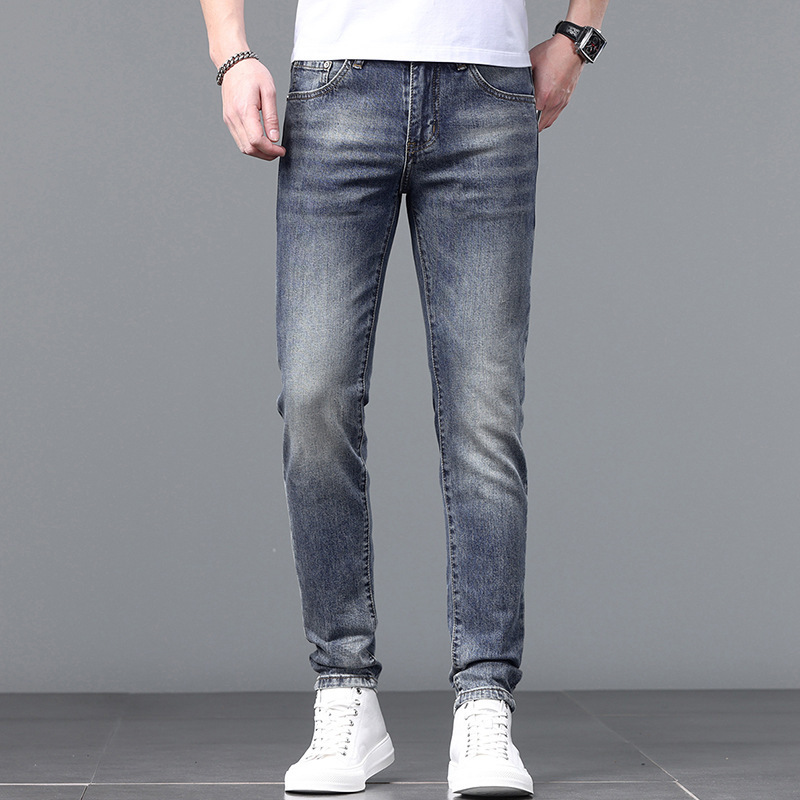Spring and Summer European-Style Jeans, Simple Urban Men's High-End European-Style Slim-Fit Stretchy Work-Casual Trousers Spring and Summer European-Style Jeans, Simple Urban Men's High-End European-Style Slim-Fit Stretchy Work-Casual Trousers
