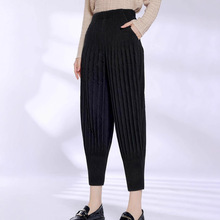 三宅褶皱加棉裤子宽松哈伦裤女秋冬厚款萝卜裤垂感显瘦棉裤批高腰