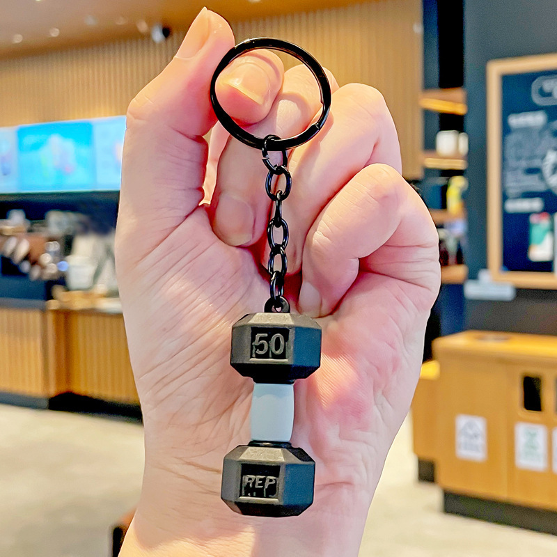2025年卡通健身器材系列钥匙扣哑铃壶铃水壶运动礼品男女背包挂件|undefined