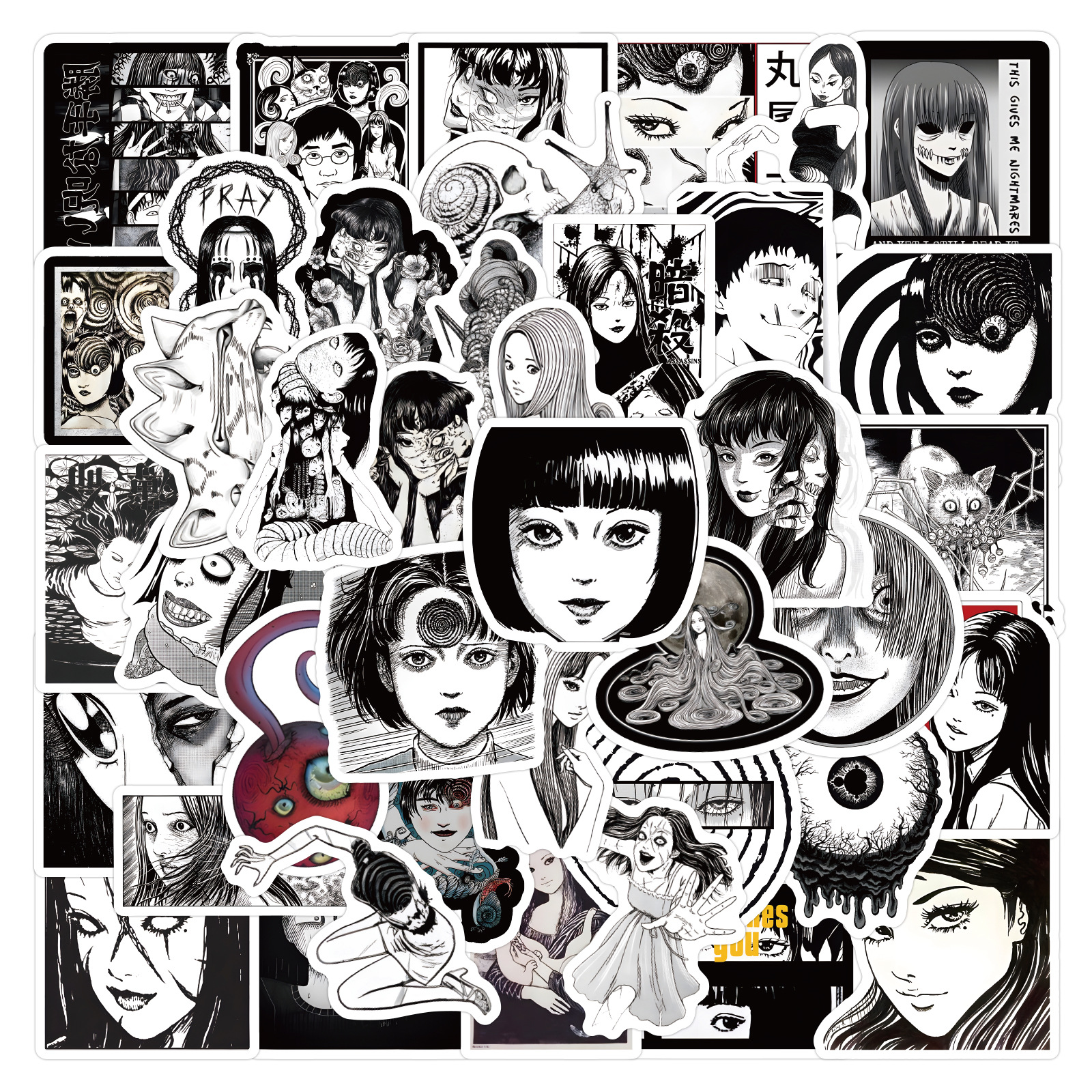 60 Cartoon Junji Ito Junji Ito Ito Junji Ito Ryukawa Tomie Stickers Decorative Stationery Water Cup Computer Waterproof Stickers