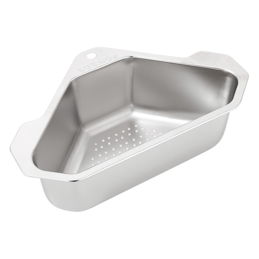 Fregadero de la cocina de acero inoxidable cesta de drenaje nuevo triángulo filtro 304 fregadero rack de almacenamiento de drenaje cuenca de lavado de verduras