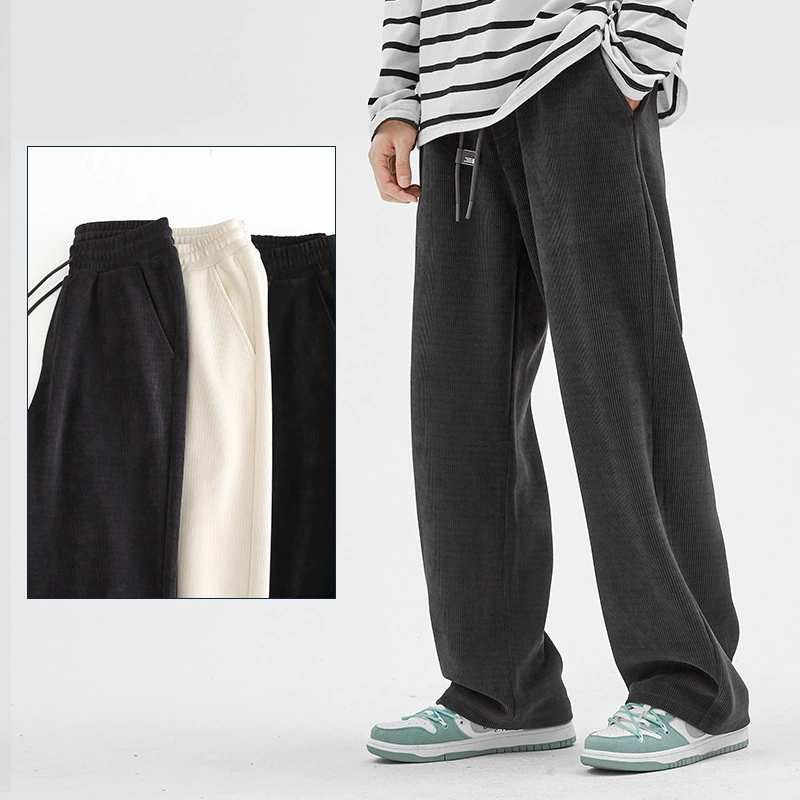Мужские повседневные брюки, мужские осенние высокие брюки, модный бренд, свободные универсальные Прямые спортивные брюки с широкими штанинами