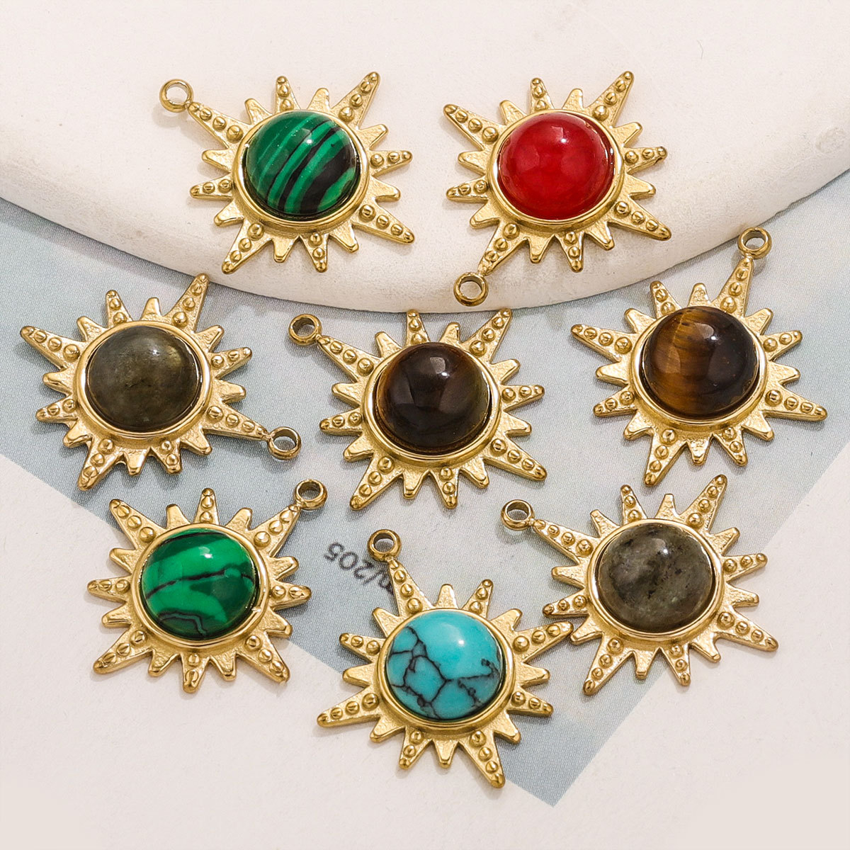 Acero inoxidable de moda piedra natural ojo de tigre piedra clásica octangular elemento colgante de acero de titanio DIY accesorios collares pendientes