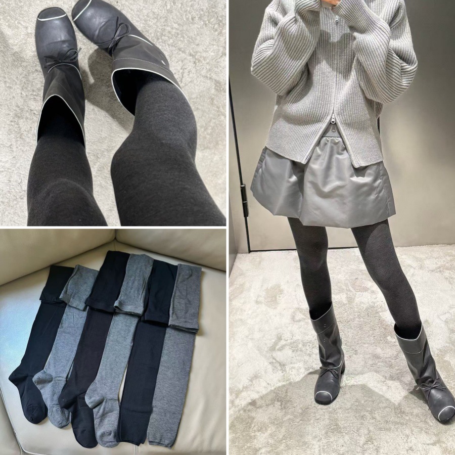 High-End Wool and Silk Semi-Sheer Leggings, Pantyhose, Autumn and Winter Warm Nine-Point Socks, Thigh-High Socks, Wholesale for Live Streaming
