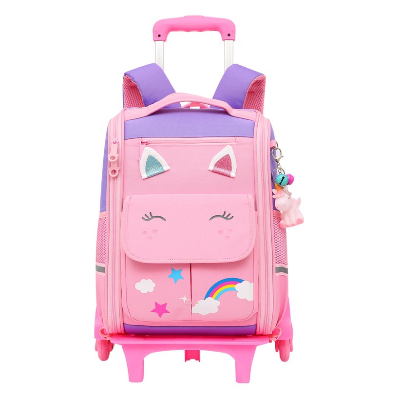 Mochila escolar con ruedas para niñas de primaria, mochila infantil, mochila plegable de dibujos animados de alta gama para estudiantes de quinto grado, mochila con ruedas para estudiantes de primaria, venta al por mayor