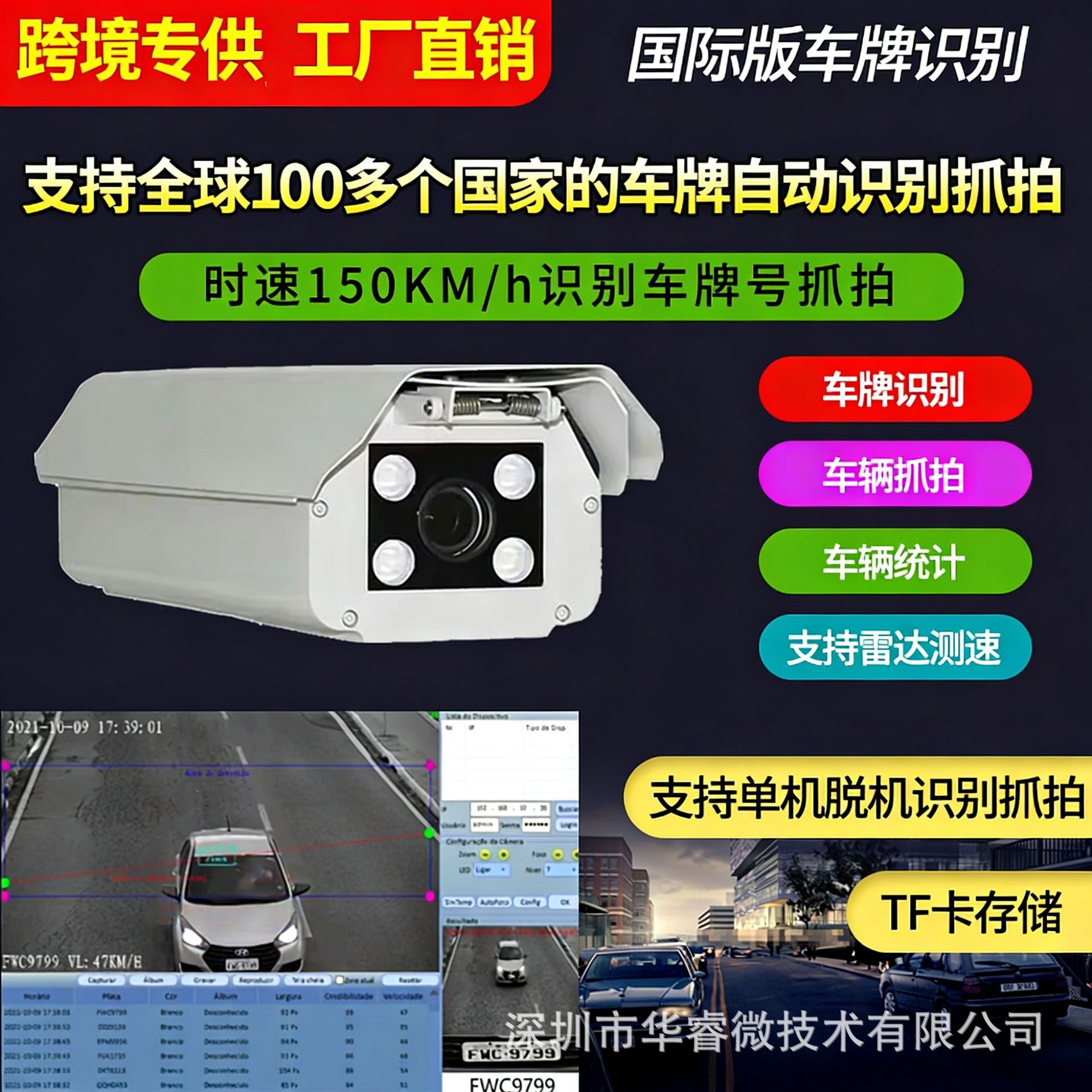 International Version License Plate Recognition and Speed Detection Camera Lpr Camera Smart