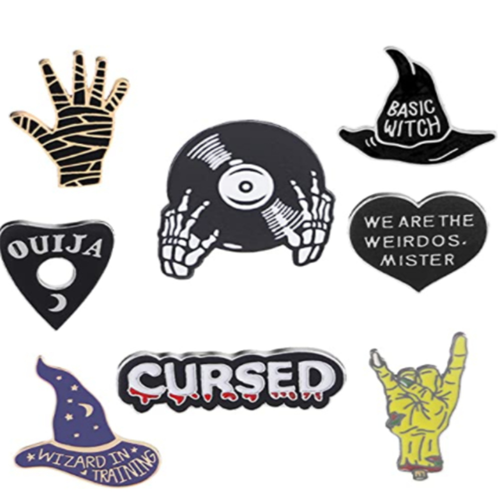 Alloy Material Halloween Festival Letter Pattern Fashion Pin Letter Alloy Enamel Unisex Brooches
